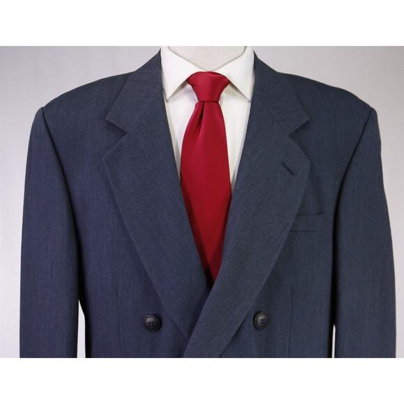 Gianni Versace Vintage 90s Denim Blue Double Breasted Wool Suit 42R - Picture 3 of 11